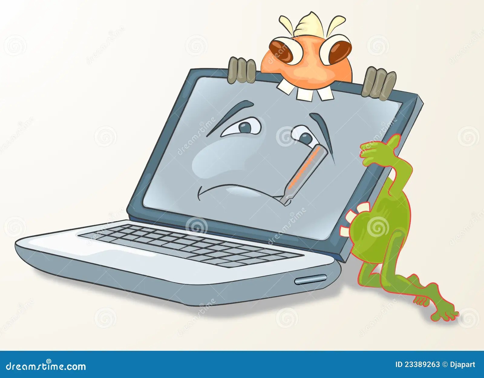 Virus and Warm Attacking Computer Stock Illustration Illustration of