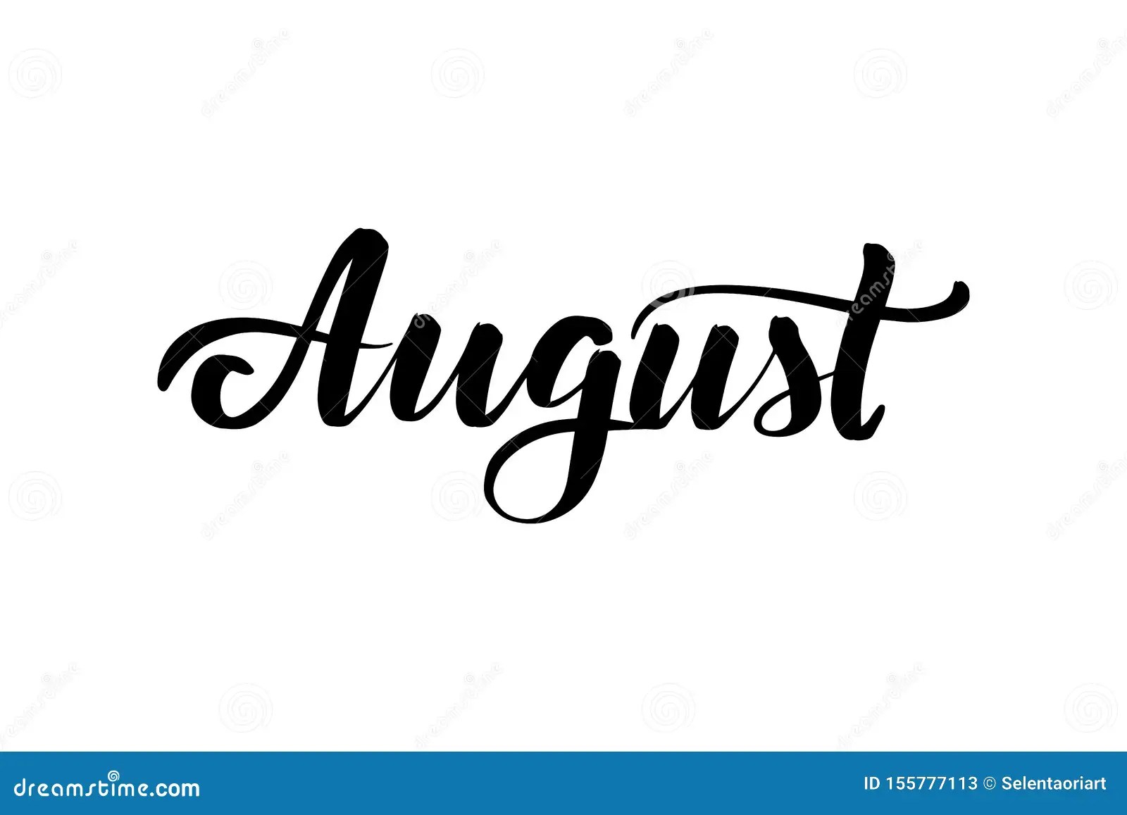 Inspirational Handwritten Brush Lettering August Stock Vector