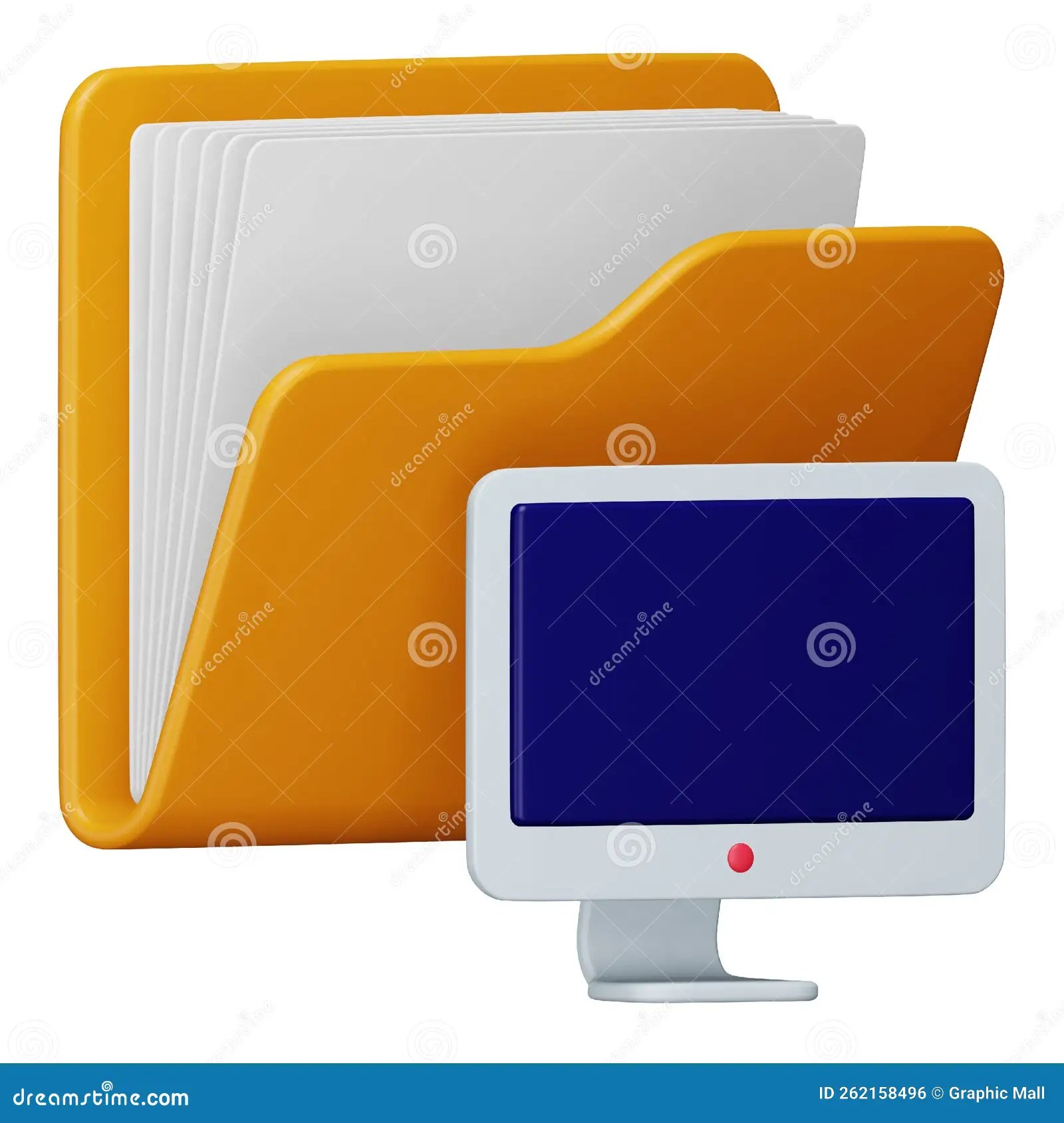 Desktop Folder 3d Rendering Isometric Icon. Stock Illustration