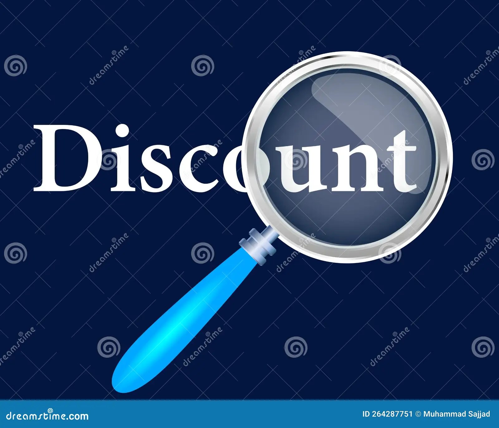 Discount Text Focused with Magnifying Glass Vector Stock Illustration