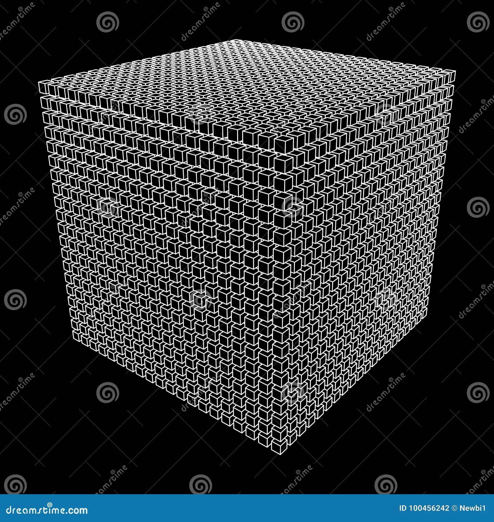Wireframe Mesh Cube. stock vector. Illustration of particle 100456242
