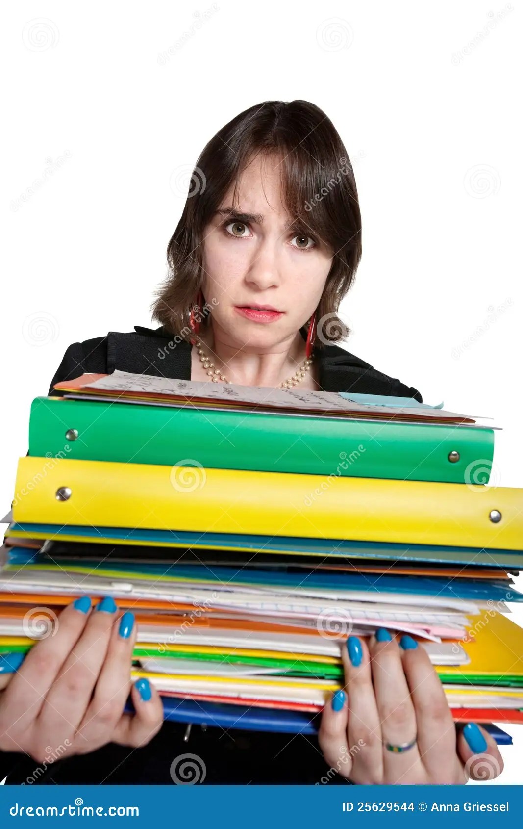 Worker with Stack of Binders Stock Photo Image of overwhelmed, people