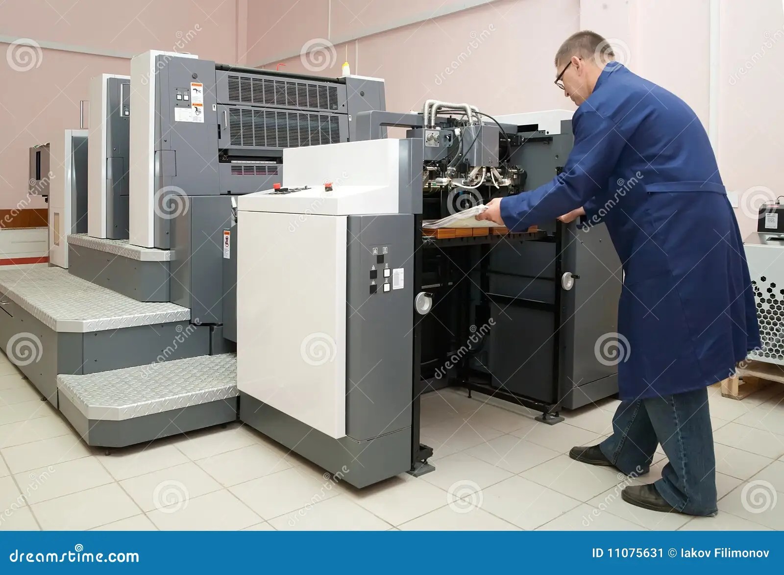 Working offset printer stock image. Image of worker, printer 11075631