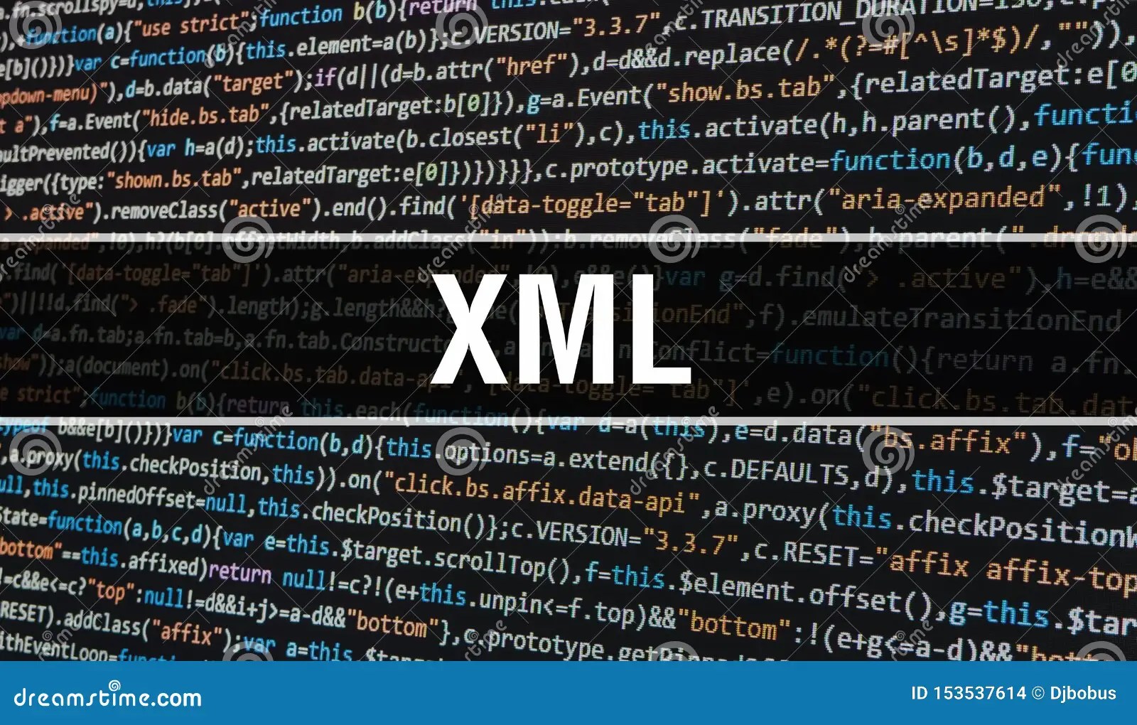 XML with Abstract Technology Binary Code Background.Digital Binary Data