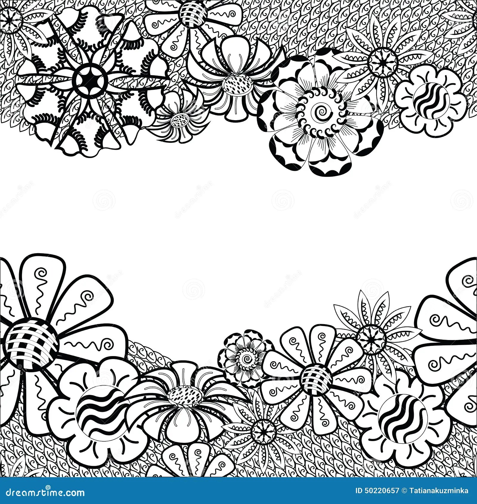 Zentangle Frame With Flower In Doodle. Hand Drawn Stock Vector