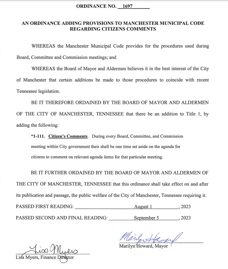 City of Manchester BOMA Set to Vote to Restrict Public Comments at