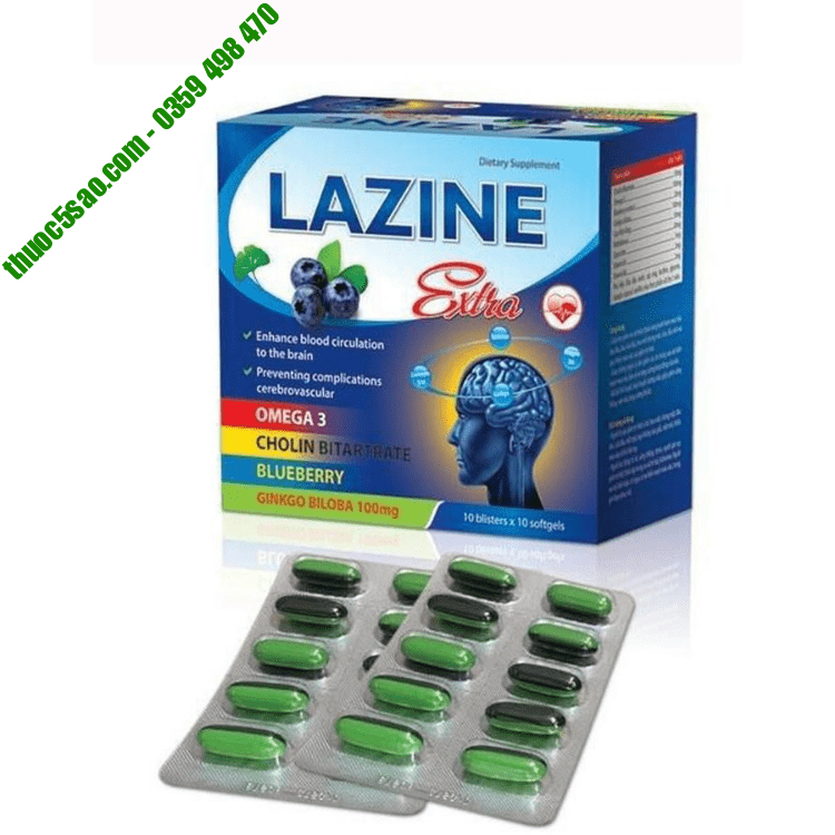 [GIÁ GỐC] Lazine Extra Hoạt huyết dưỡng não, hộp 10 vỉ x 10 viên