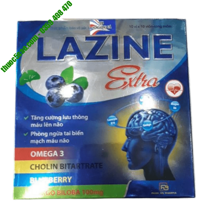 [GIÁ GỐC] Lazine Extra Hoạt huyết dưỡng não, hộp 10 vỉ x 10 viên