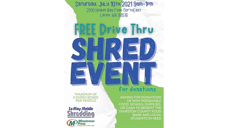 Lamay Free Shredding Events 2023 Free Drive Thru Shred Event Thurston County Chamber of Commerce
