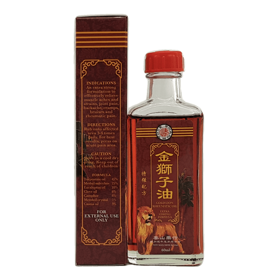 Gold Lion Rheumatic Oil 金狮子油 60ml Thye Shan Medical Hall