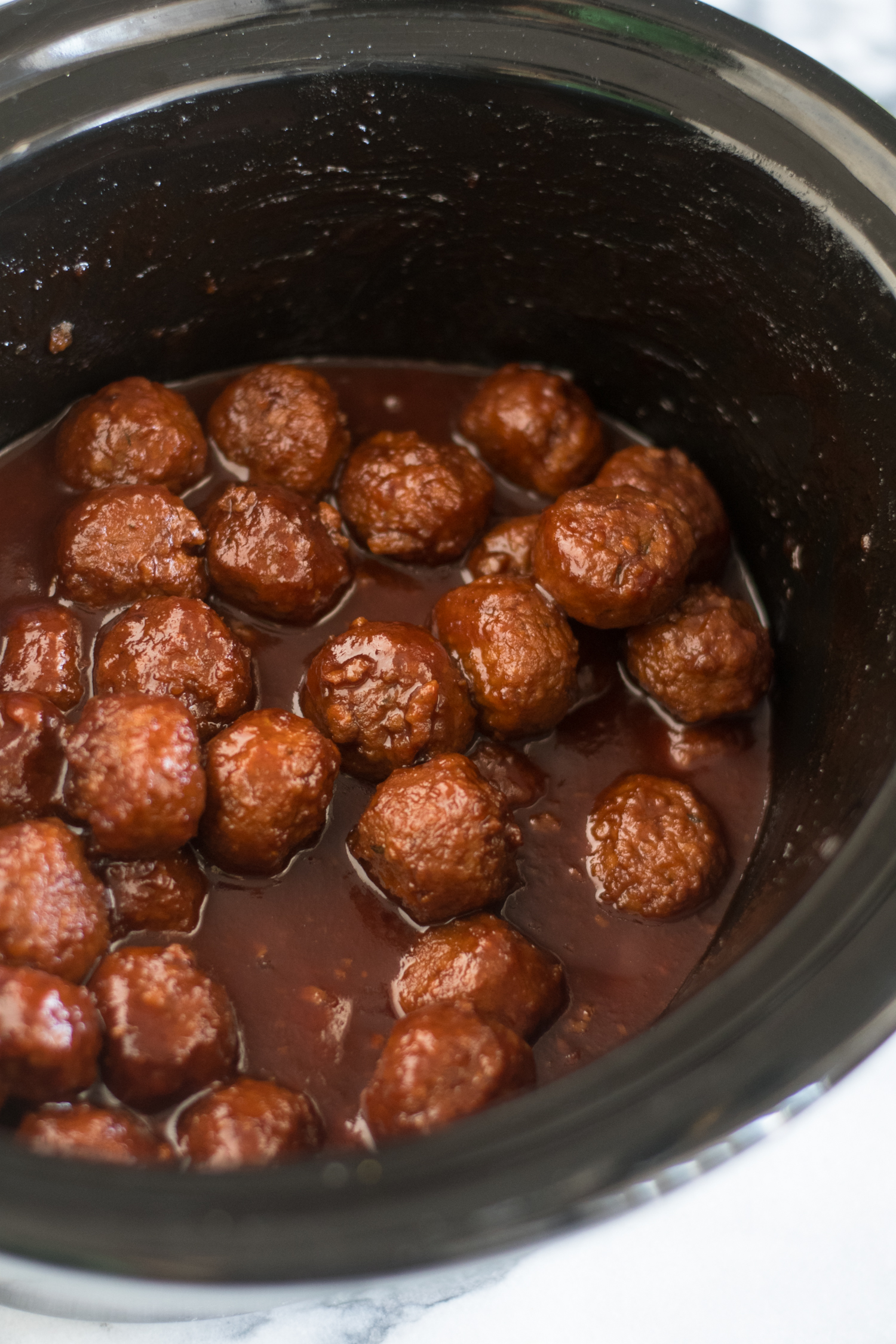 Slow Cooker Vegan Chili Sauce and Grape Jelly Meatballs Thyme & Love