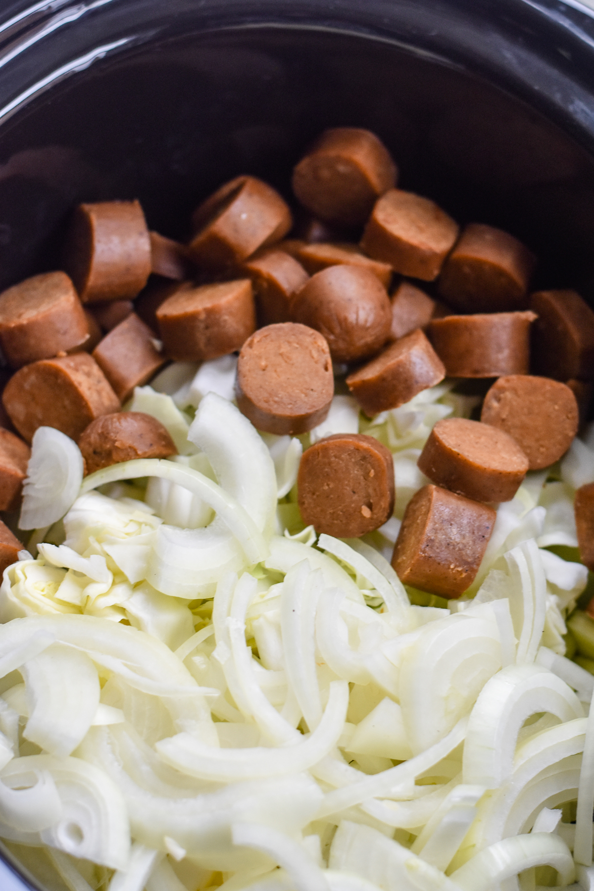 Slow Cooker Vegan Kielbasa, Cabbage and Potatoes Thyme & Love