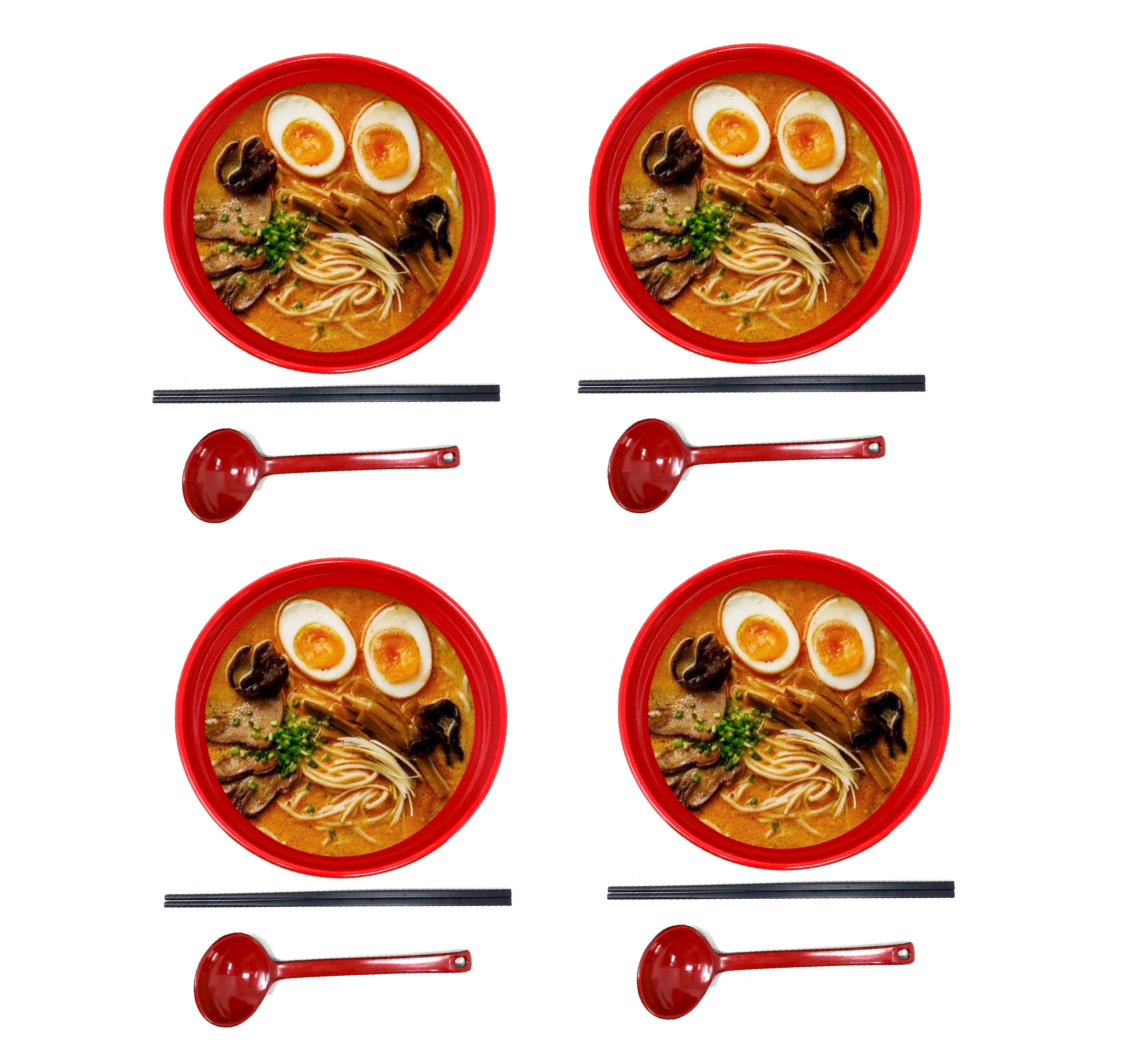 TJ Global 48 Ounce Red and Black Large Melamine Japanese Ram