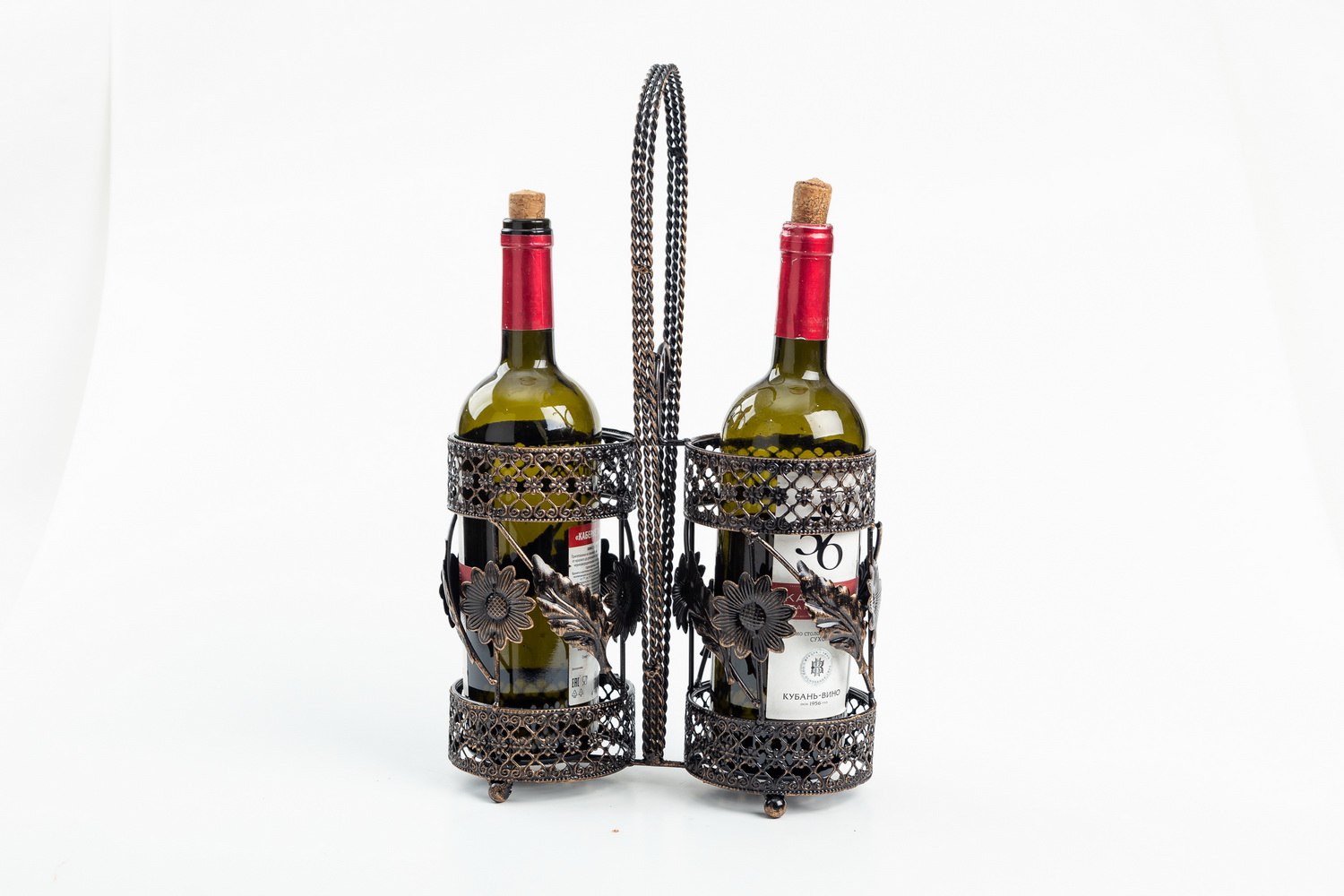 Double Wine Bottle Desktop Wine Rack Freestanding Countertop Bottle