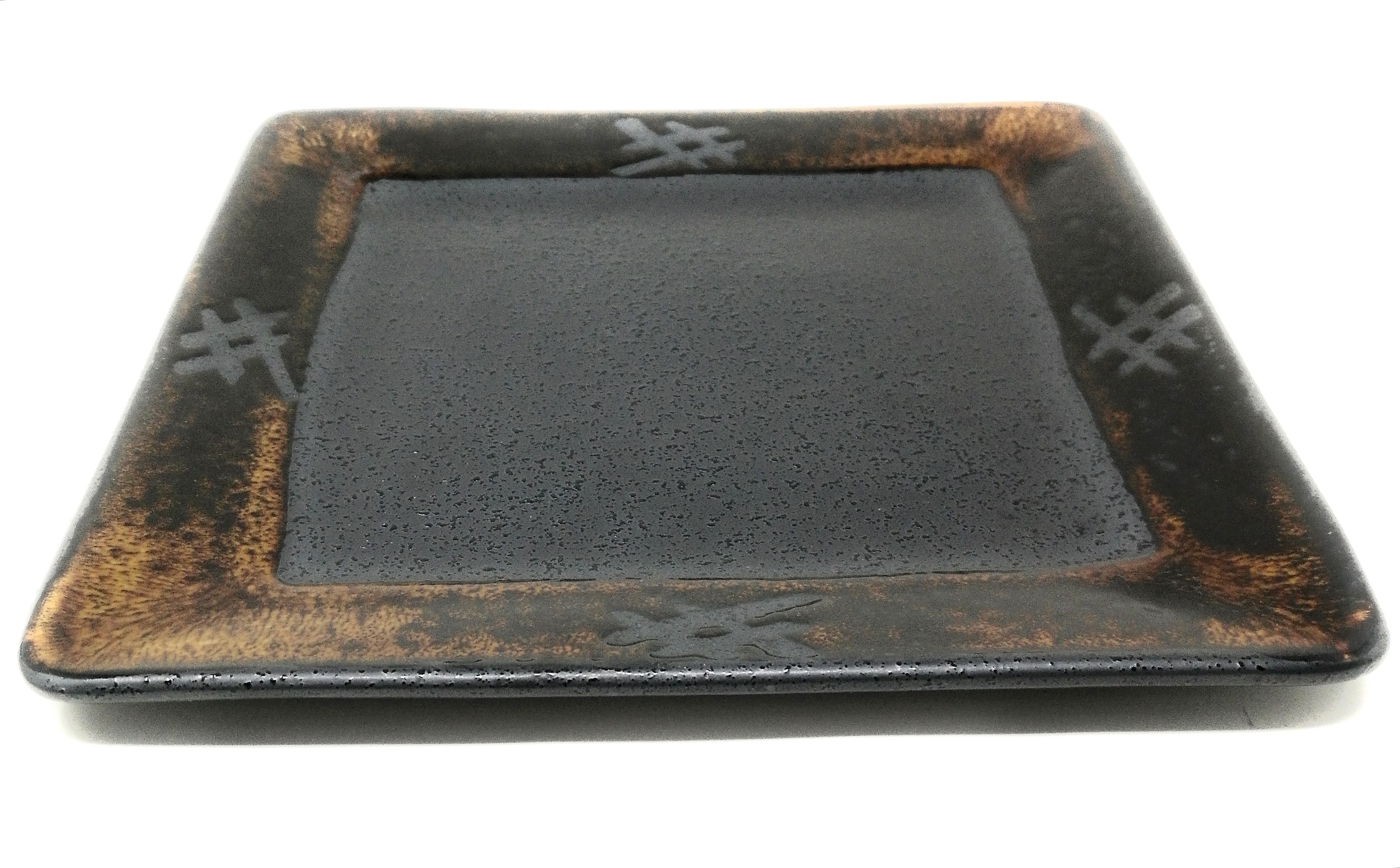 TJ Global Set of 4 Japanese Pottery Square Ceramic Plates fo