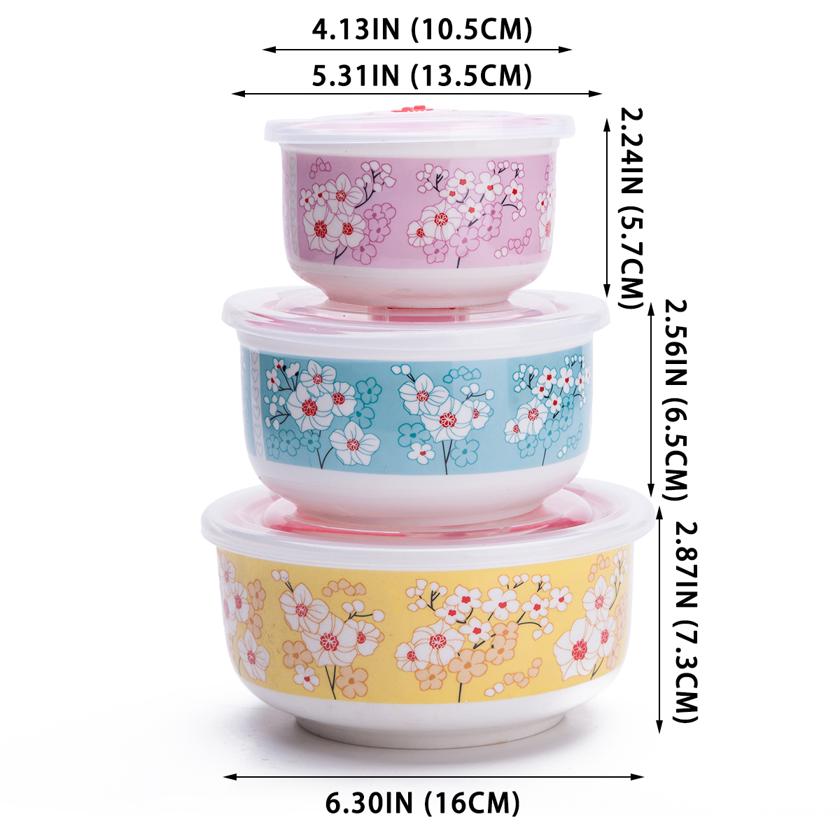 Set Of 3 Ceramic Lunch Bento Boxes / Food Carrier / Food Storage