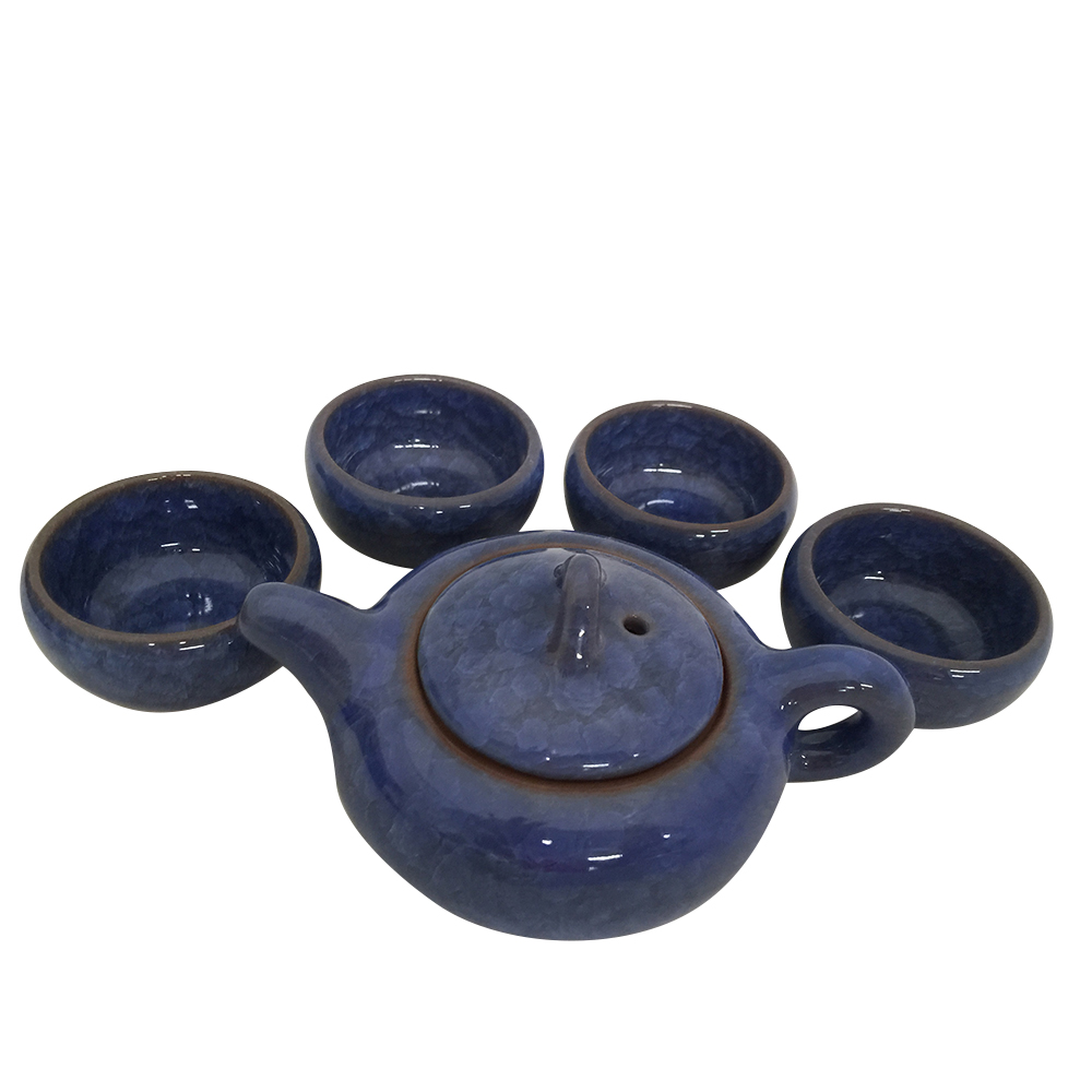 Exquisite 5 PCS Glazed Ceramic Tea Pot Tea Cups Set In Beautiful Color