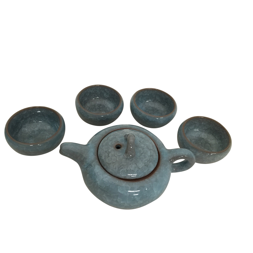 Exquisite 5 PCS Glazed Ceramic Tea Pot Tea Cups Set In Beautiful Color