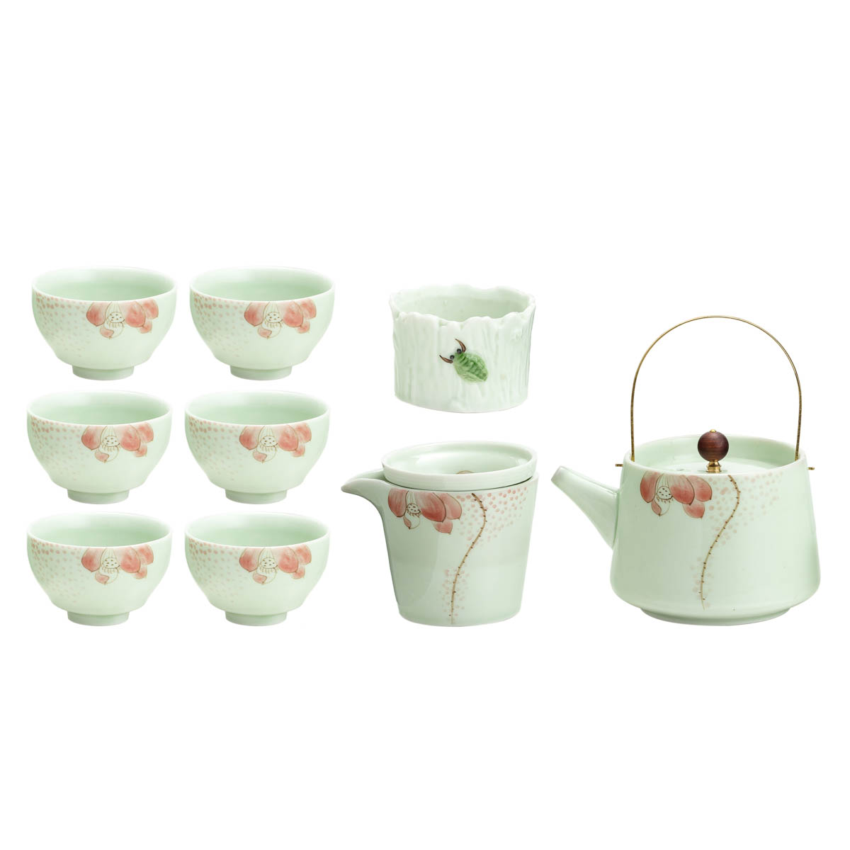 TJ Global Chinese/Japanese Mint Green Porcelain Tea Set, 100