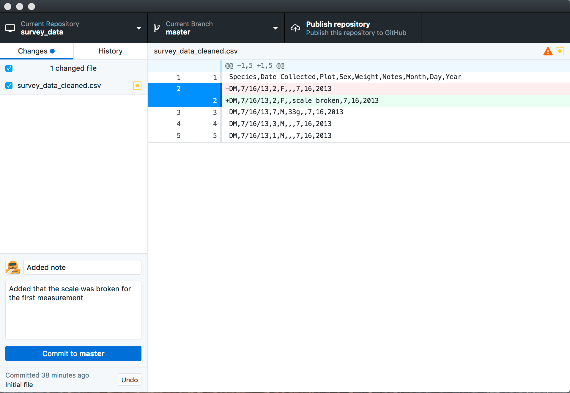 Version Control with Git Tracking Changes