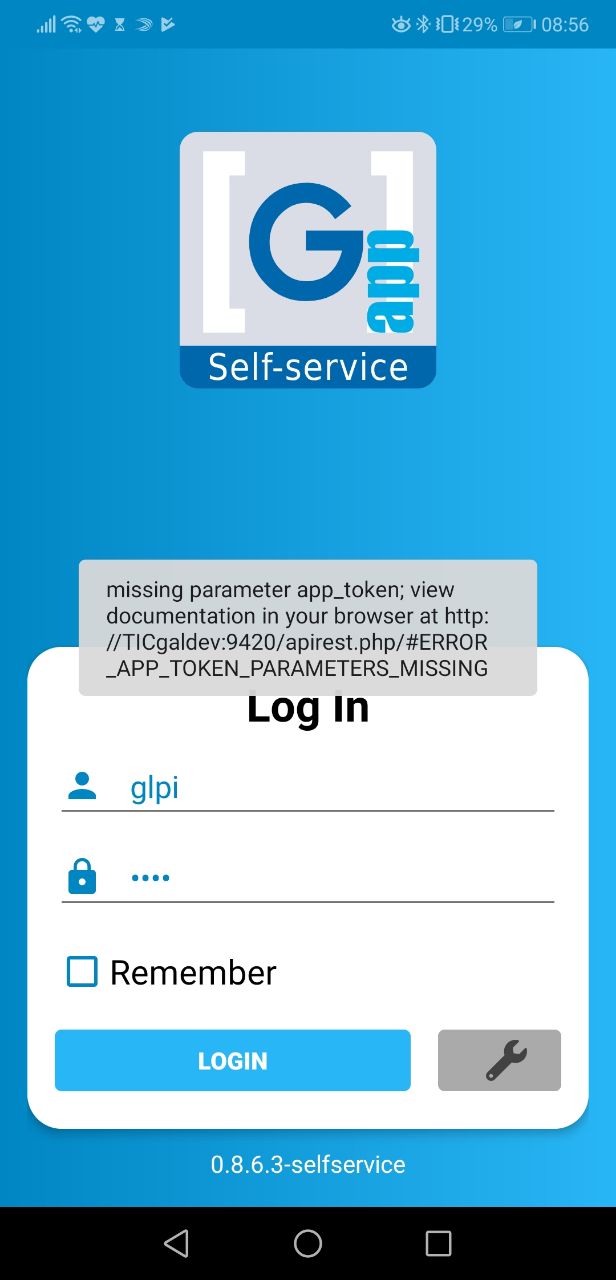 ERROR_APP_TOKEN_PARAMETERS_MISSING connecting to GLPI API · TICgal