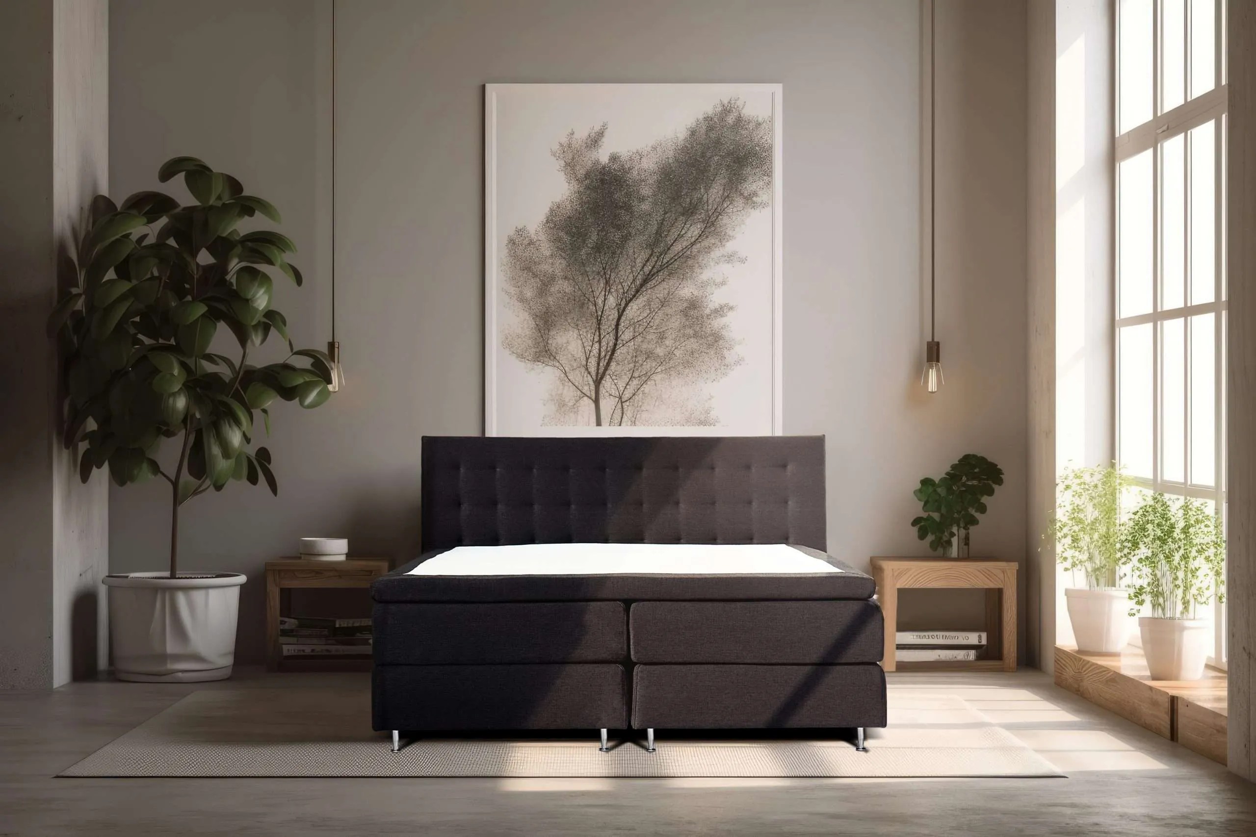 Larson Boxspring Oslo Donkergrijs 90x200 Larson HomeDeco.nl