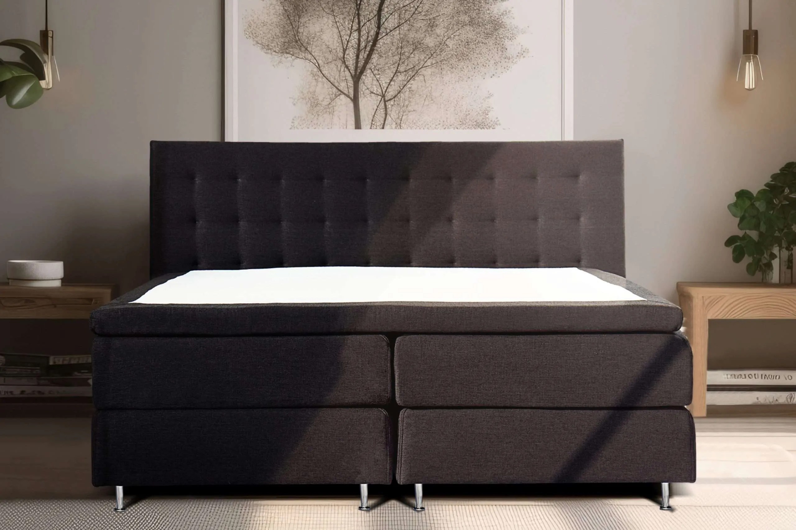 Larson Boxspring Oslo Donkergrijs 90x200 Larson HomeDeco.nl