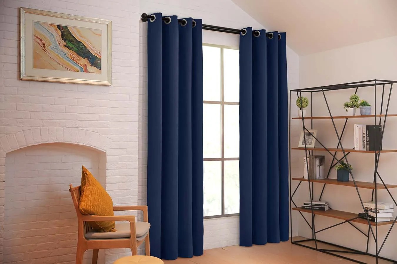 Larson – Luxe Effen Blackout Gordijn – Met Ringen – 3 Meter – Donkerblauw – Larson