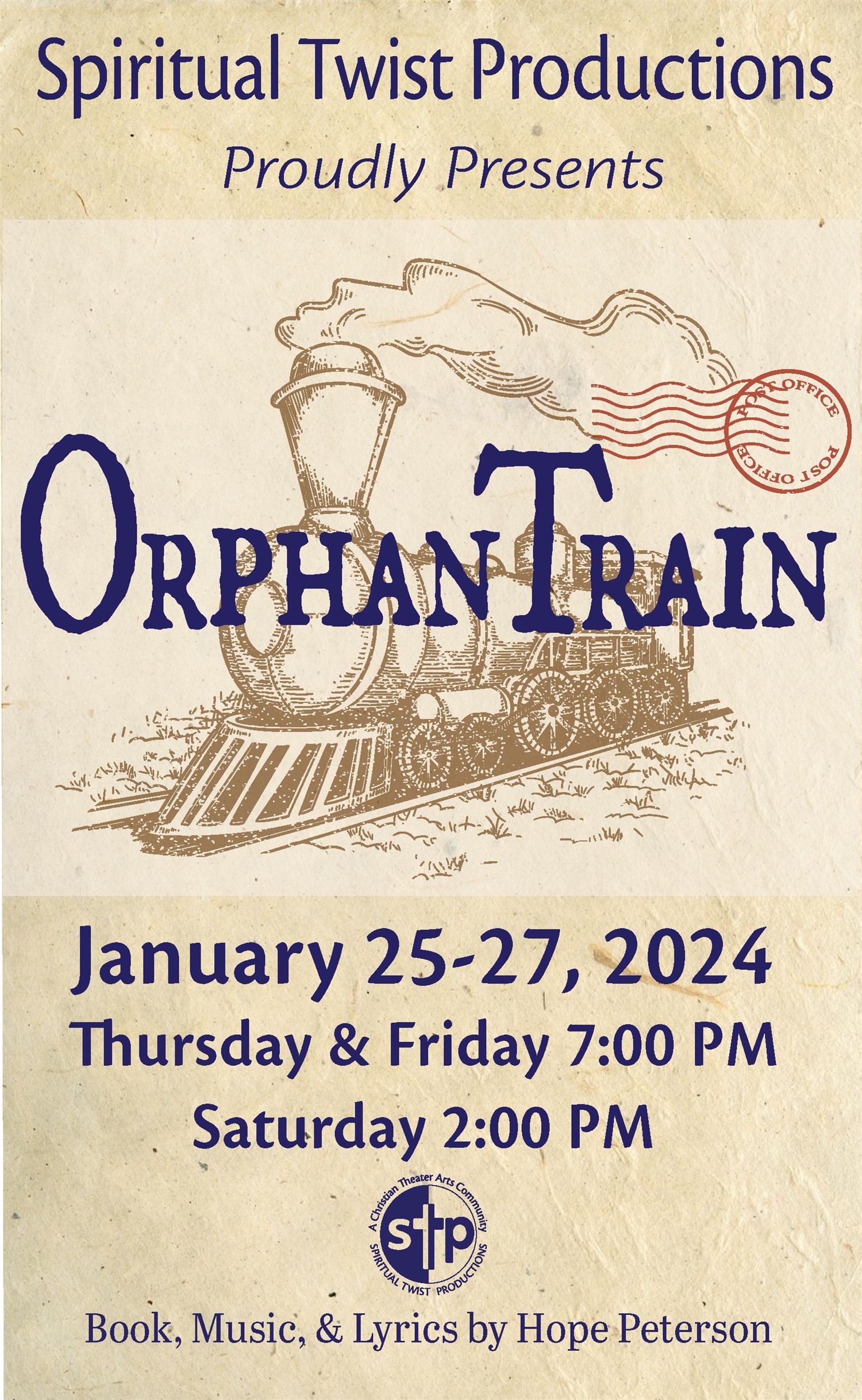 Orphan Train Saturday, January 27, 2024 2 PM Information