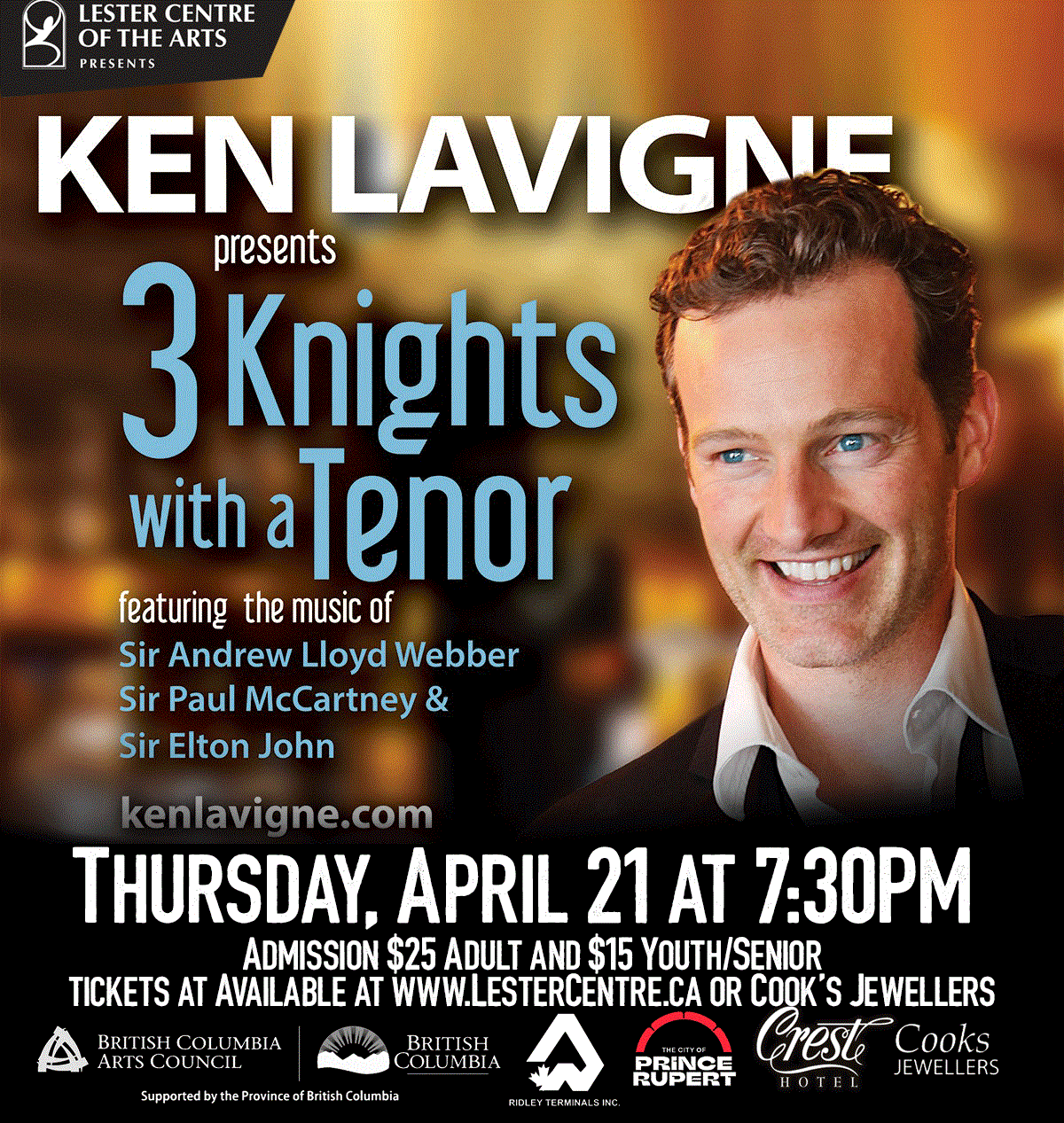 Ken Lavigne Presents 3 Knights with a Tenor Information