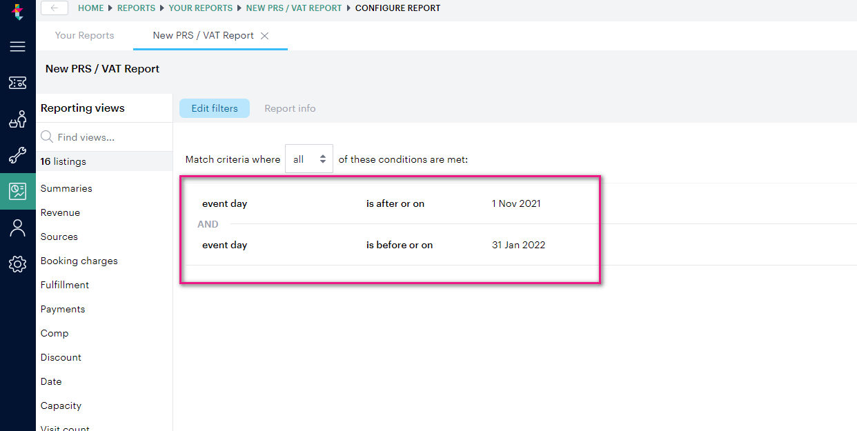 PRS and VAT Breakdown Report Ticketsolve Help Centre
