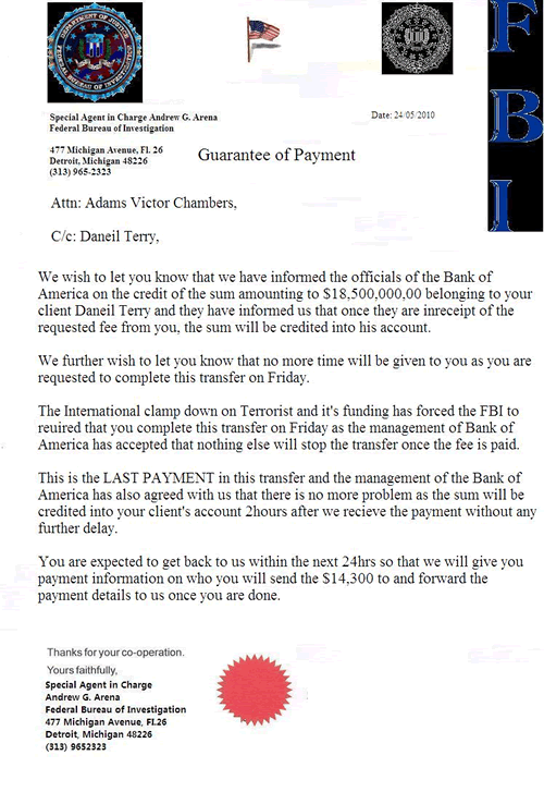 FBI Warns of Scam Letter/Email Using Name of Detroit’s Top FBI Agent