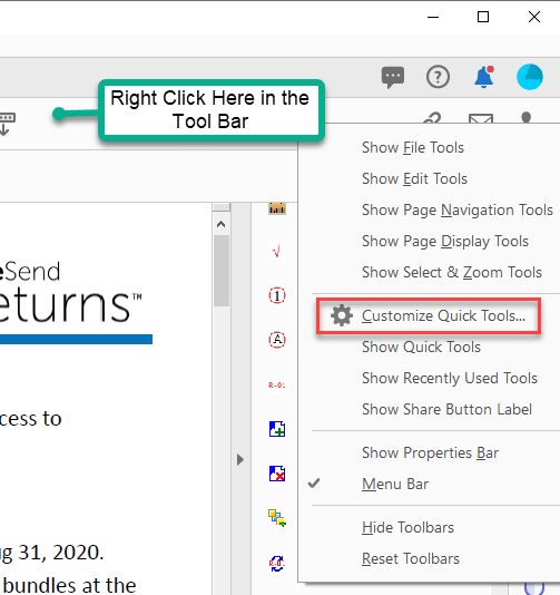 Customize Quick Tools in Adobe Tic Tie Calculate