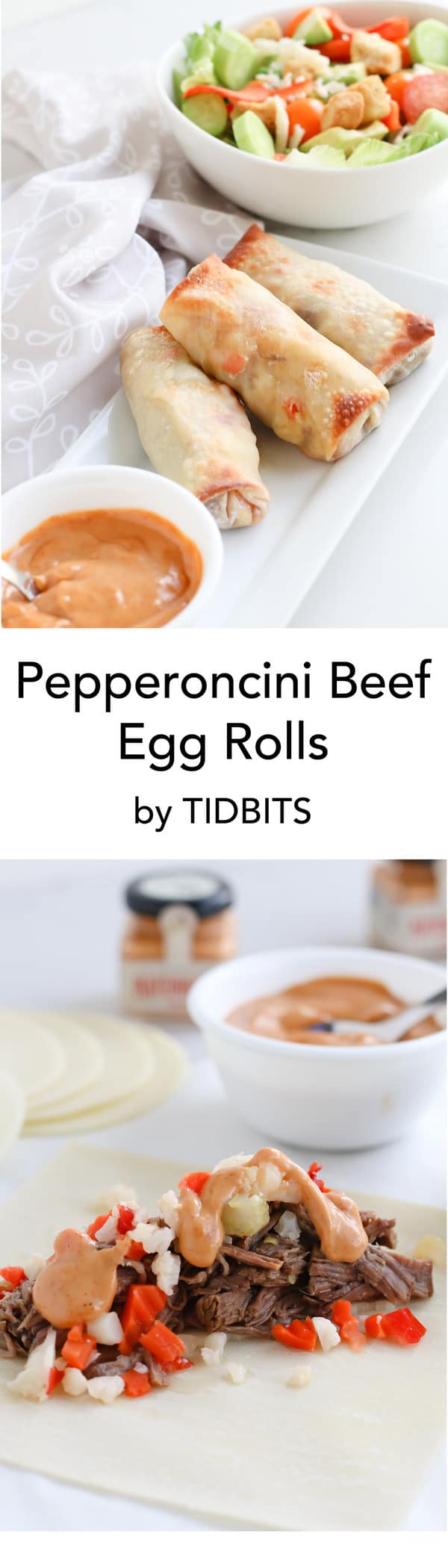 Pepperoncini Beef Baked Egg Rolls TIDBITS Marci