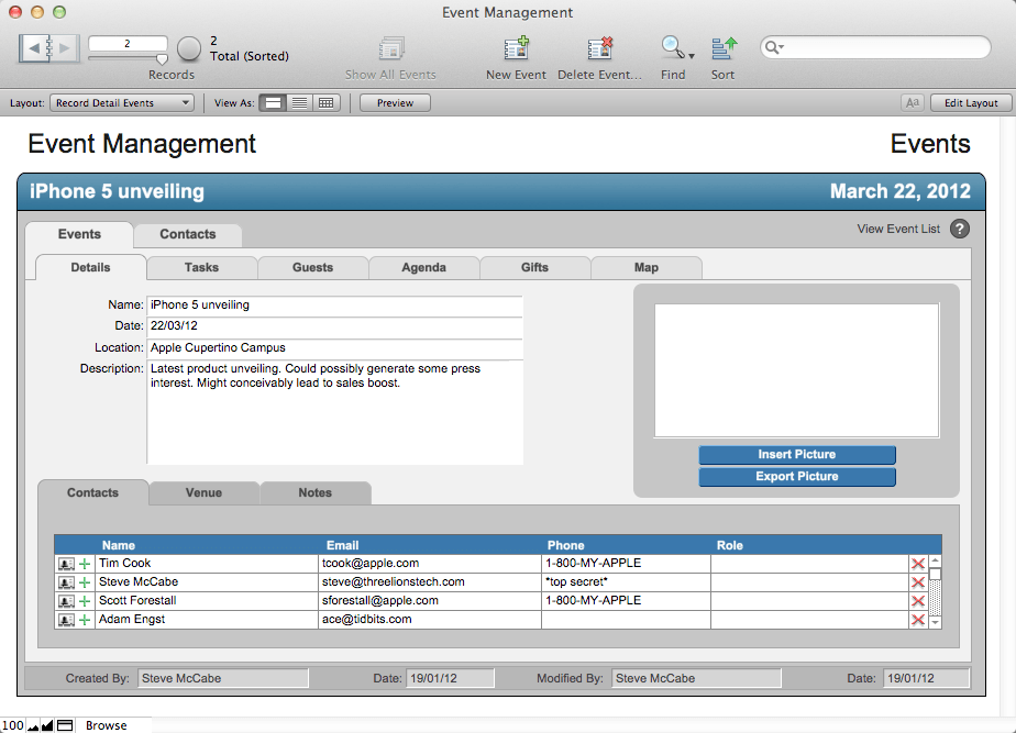 Filemaker Pro Database Examples / Putney Breeze Business Advisors