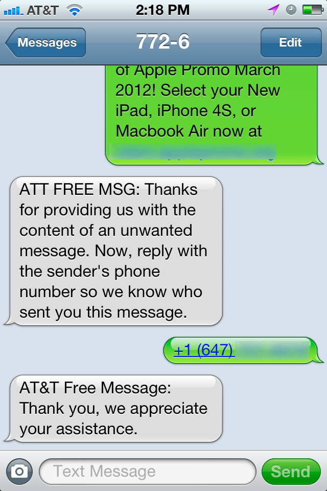 Report Text Message Spam to AT&T TidBITS