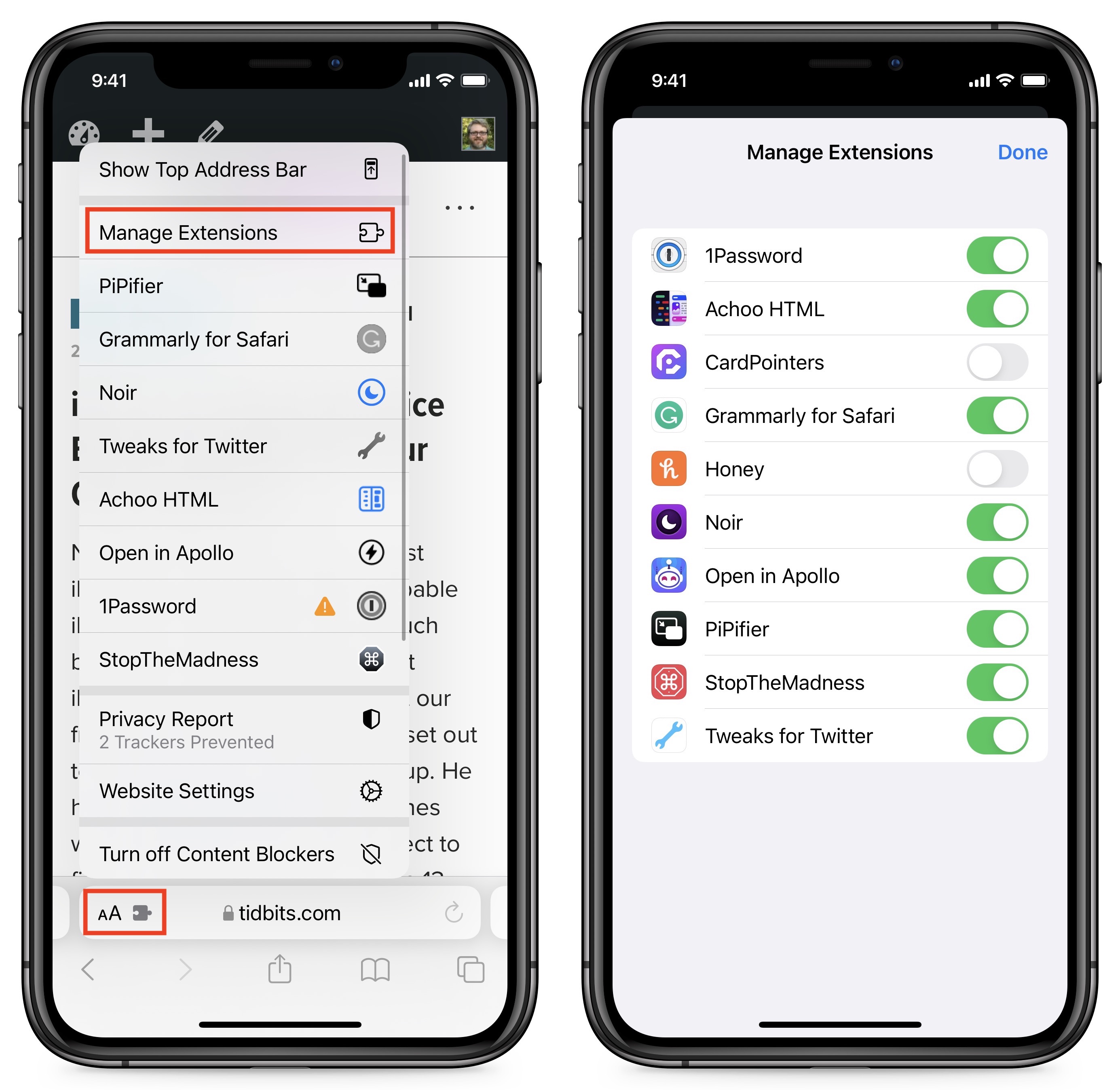Using Extensions in Safari in iOS 15 and iPadOS 15 TidBITS