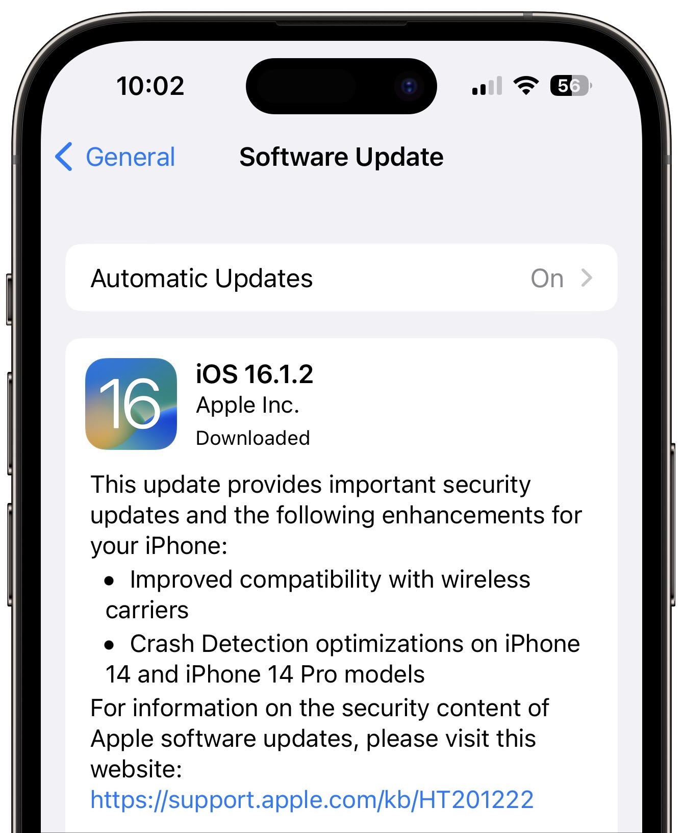 iOS 16.1.2 Optimizes Crash Detection, Improves Wireless Carrier