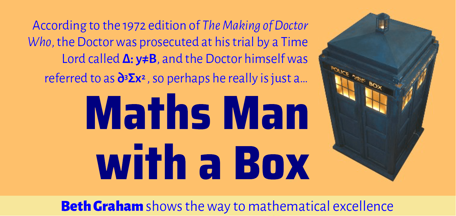 Maths man with a box Doctor Who and mathematics The Tides of Time