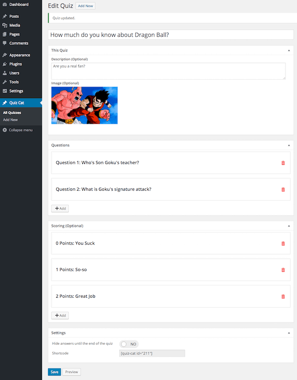 Quiz Cat WordPress Quiz Plugin