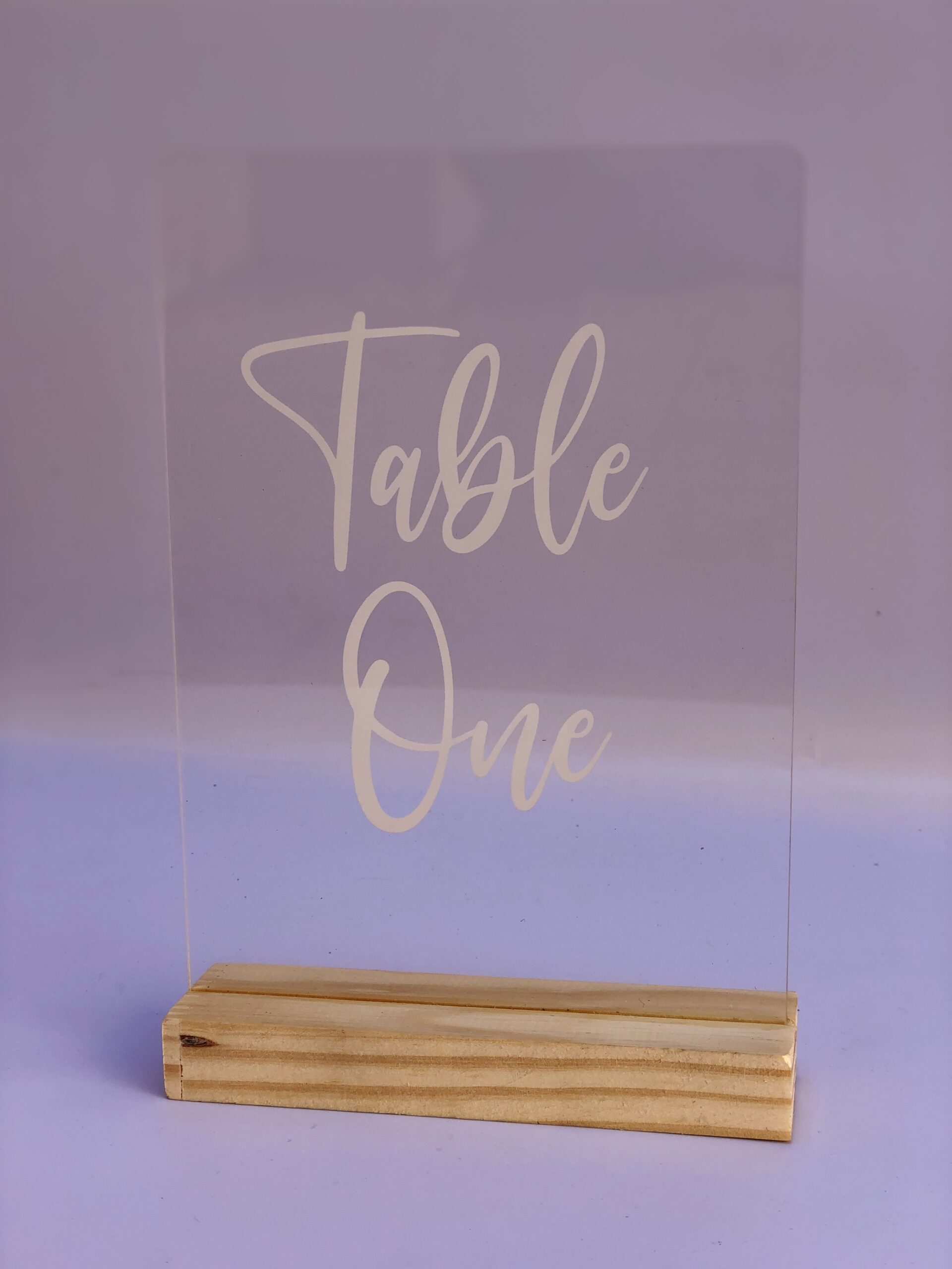 Perspex Table Numbers Tied with a Knot