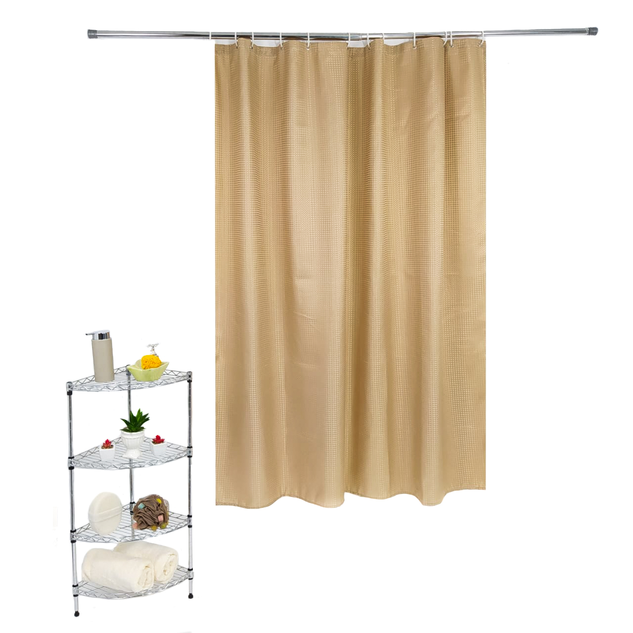 CORTINA PARA BAÑO BEIGE 180X180CM Feria Asunción