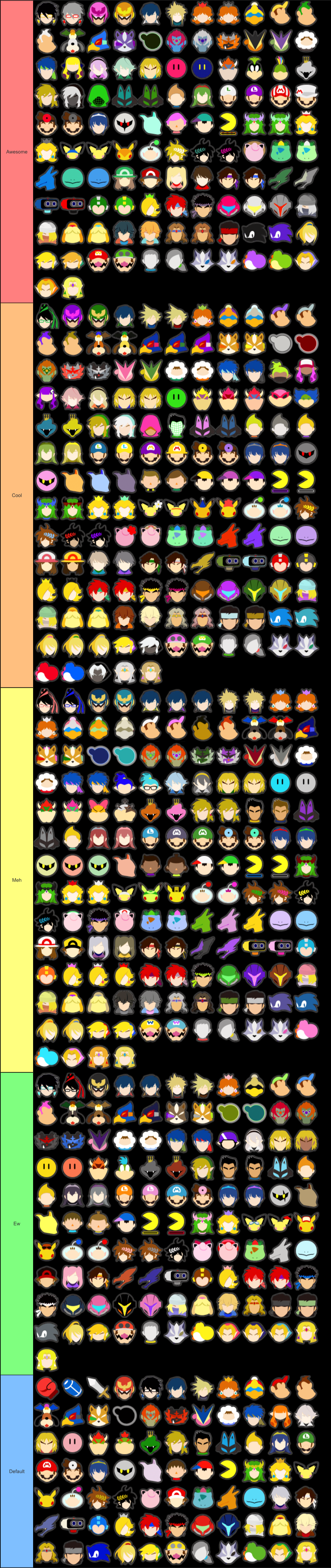Create a Super Smash Bros. Ultimate Colours Maker Tier List Tier Maker