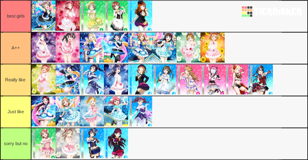 Love Live Characters Tier List TierMaker