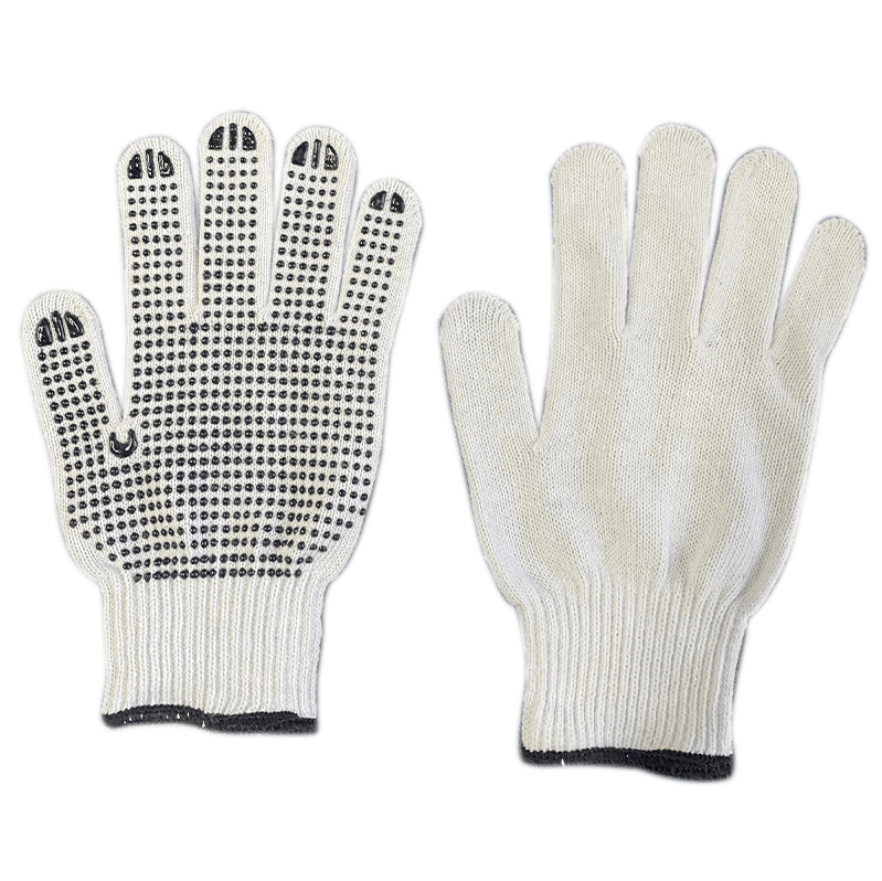 White Cotton Gloves with Black PVC Grip Tiger Gloves