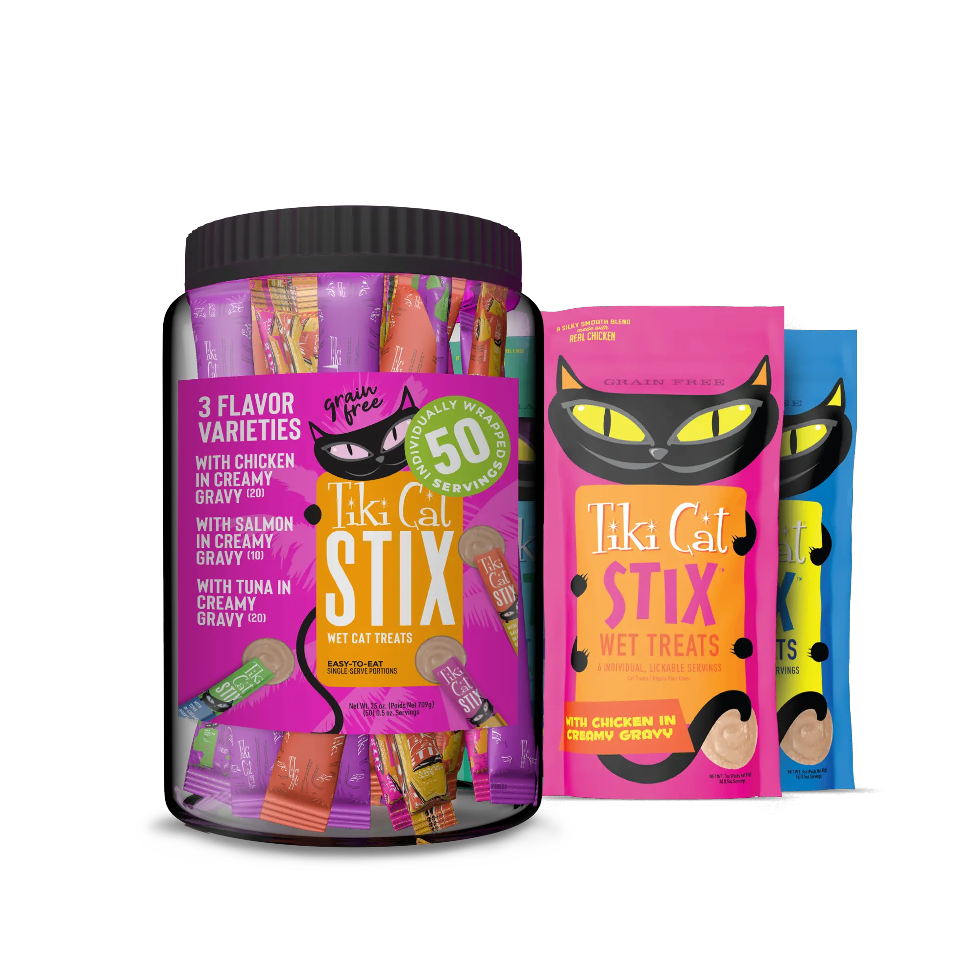 Tiki Cat Treats Stix, Filets, Soft or Crunchy Tiki Pets