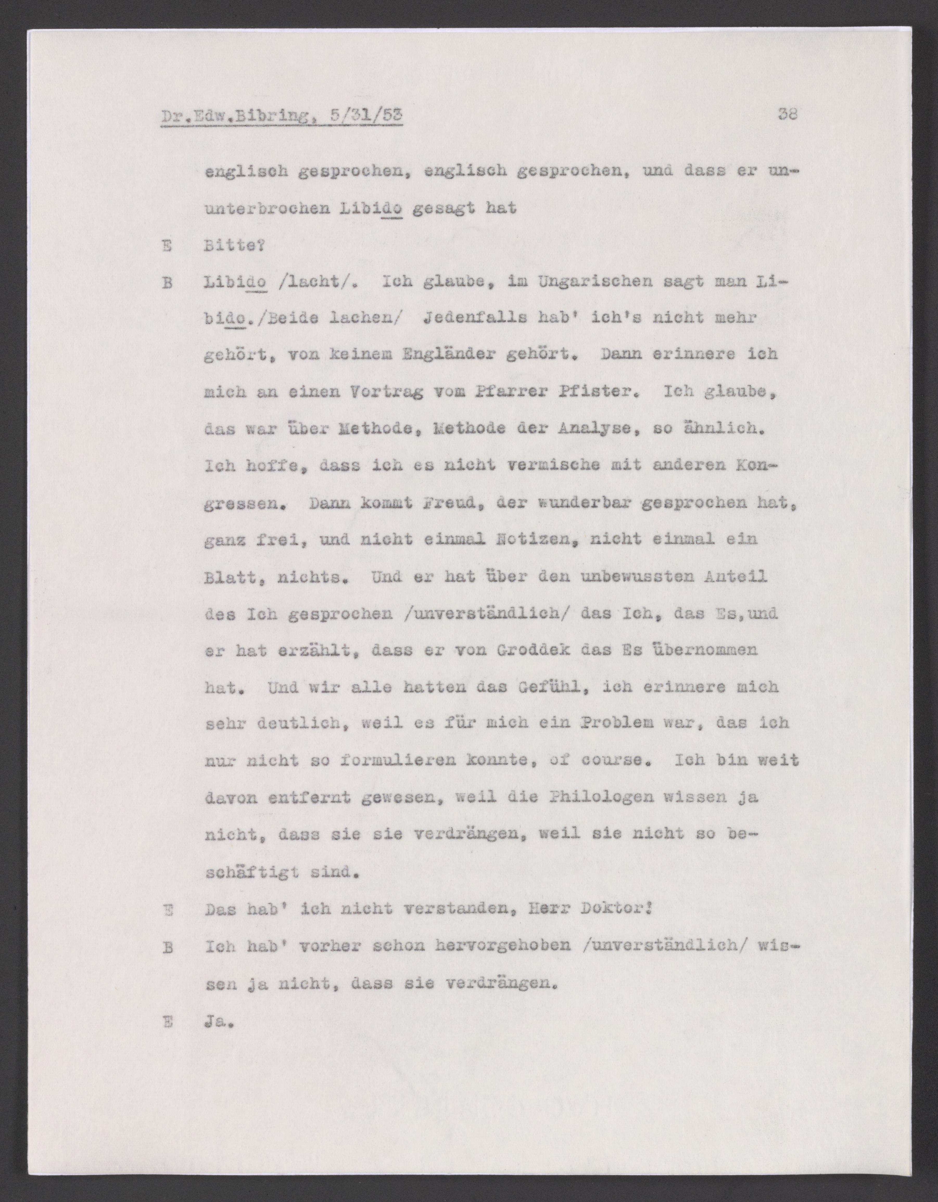 Manuscript Mixed Material Available Online Sigmund Freud Papers Interviews And Recollections 1914 To 1998 Set A 1914 To 1998 Interviews And Bibring Edward 1953 Mss39990 11309 Library Of Congress