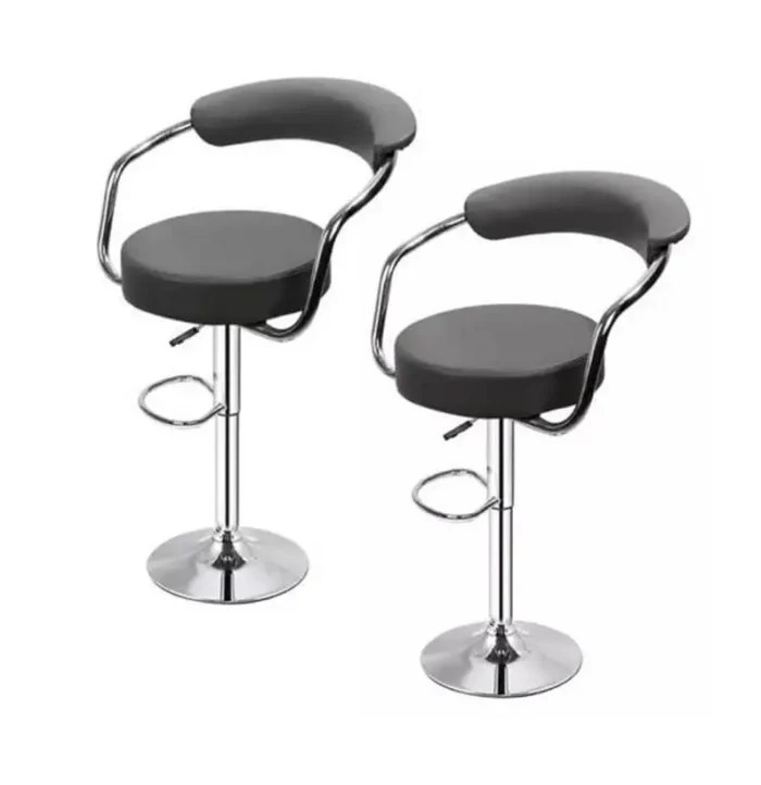Bar Stools / Breakfast Chairs with Armrest Set of 2 Black Tile