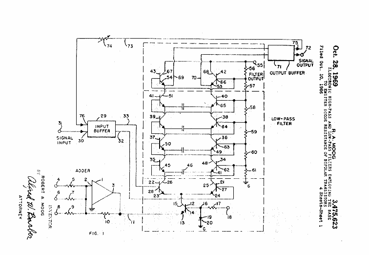 Robert Moog's Ladder Filter Patent