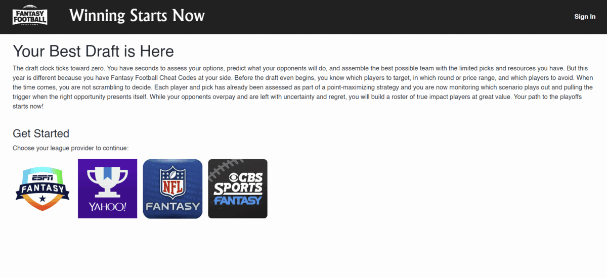 Fantasy Football Cheat Codes